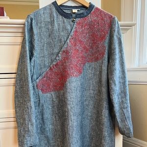 Unique Size L Women’s embroidered Linen Tunic/Coat